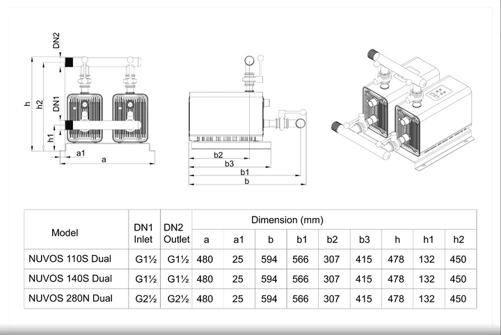 NUVOS 110S Inverterpumpe Dual Wasserversorgung Kreiselpumpe Edelstahl