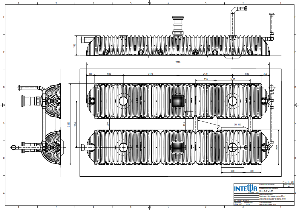 DRAINMAX Löschwasserspeicher 20m³ Tunnel-System DIN 14230 DIBt-zertifiziert EPDM-Folie