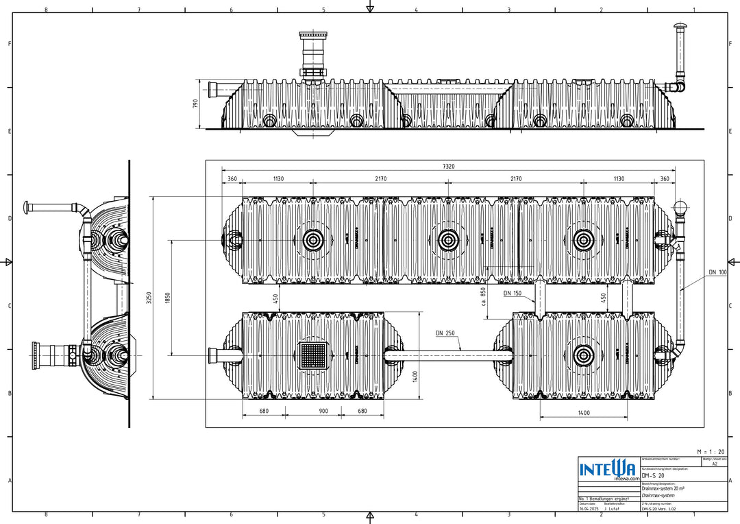 DRAINMAX Regenwasser-Rückhaltung 20m³ Tunnel-System DIBt-zertifiziert EPDM-Folie Fernüberwachung