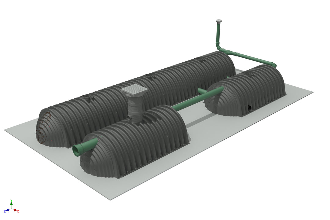DRAINMAX Regenwasserversickerung 20m³ Tunnel-System DIBt-zertifiziert Fernüberwachung