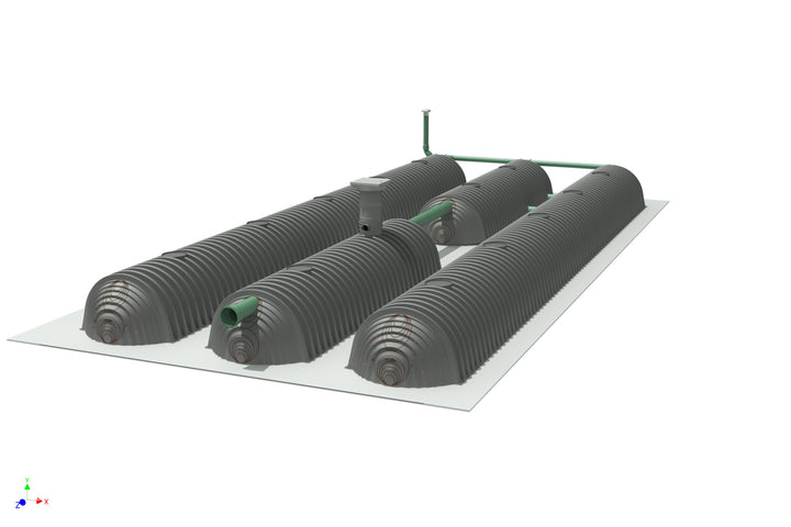 DRAINMAX Regenwasserversickerung 60 m³ Tunnel-System DIBt-zertifiziert Fernüberwachung