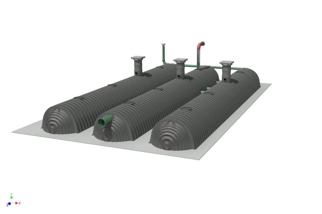 DRAINMAX Löschwasserspeicher 30 m³ Tunnel-System DIN 14230 DIBt-zertifiziert EPDM-Folie