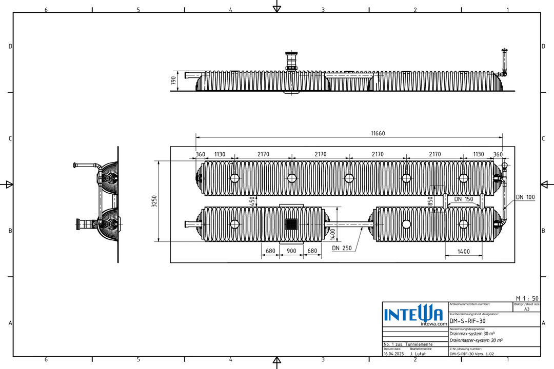 DRAINMAX Regenwasserversickerung 30m³ Tunnel-System DIBt-zertifiziert Fernüberwachung