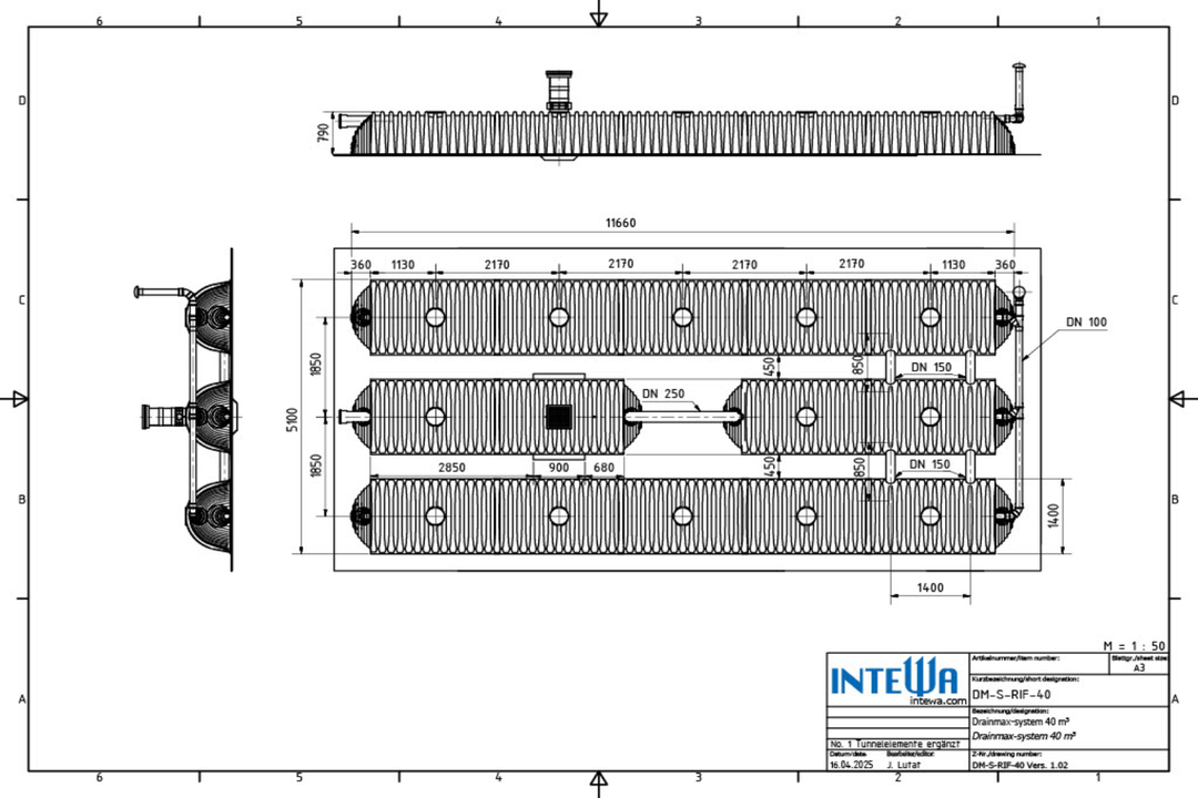 DRAINMAX Regenwasserversickerung 40m³ Tunnel-System DIBt-zertifiziert Fernüberwachung