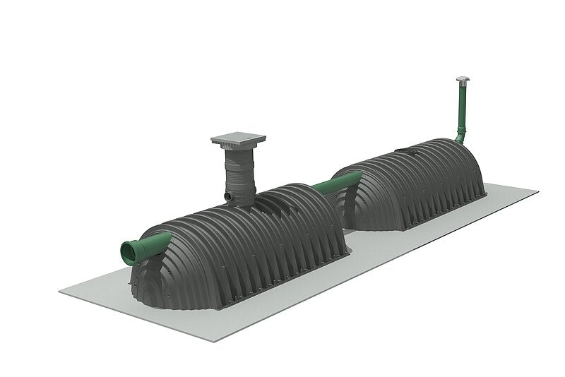 DRAINMAX Regenwasser-Rückhaltung 10m³ Tunnel-System DIBt-zertifiziert EPDM-Folie Fernüberwachung