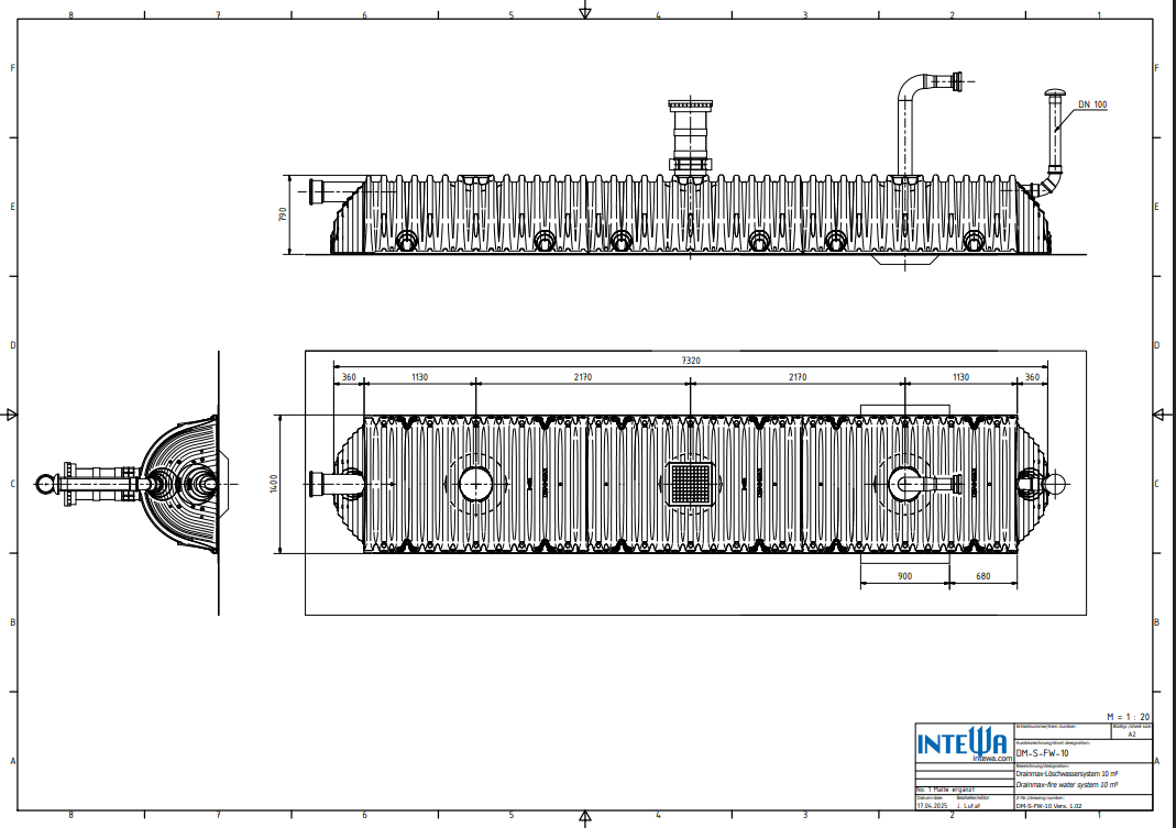 DRAINMAX Löschwasserspeicher 10m³ Tunnel-System DIN 14230 DIBt-zertifiziert EPDM-Folie